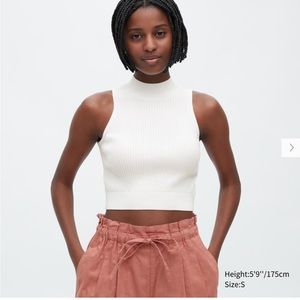 Uniqlo Mock Neck Sleeveless Cropped Sweater